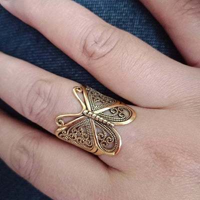 Vintage Carved Butterfly Ring