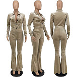 Pure Color  Velvet Casual Two-piece Suit