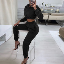 Fashion Hooded Sweater High Waist Slimming Casual Two-piece Suit