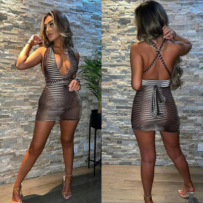 XS Wrapped Chest Hollow Drawstring Hip Sexy Dress