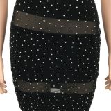 Sexy V-Neck  Nightclub Hot Rhinestone Sling Irregular Dress