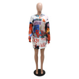 Fashion Casual Hooded Letter Print Dress