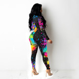 Fashion Personality Inkjet Printing Sexy Slim Jumpsuit