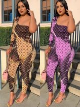 Fashion Printed Big Gold Chain Jumpsuit