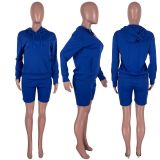Pure Color Sports And Leisure Hooded Two-piece Suit