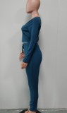 Solid Color Pit Strip Deep V Long Sleeve Slim Two-piece Suit