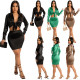 Solid Color Long-sleeved Lace-up Shirt Sexy Two-piece Suit