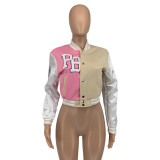 Fashion Casual Color Block Baseball Uniform Jacket