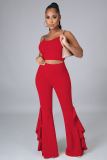New Style Ruffled High Waist Slim-fit Flared Pants Two-piece Suit