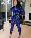 Fashion Sexy Print Hooded Two-piece Suit