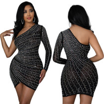 Irregular Hot Diamond Fashion Sexy Nightclub Dress