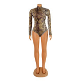 Sexy Leopard Print Long Sleeve Bodysuit