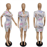 Sexy V-Neck Fashion Print Dress
