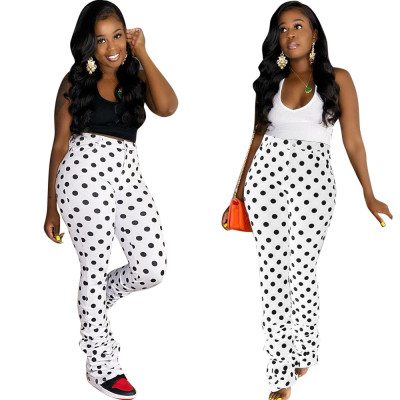 Polka-dot Pleated Fashion Casual Trousers