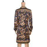 Leopard Print Casual Slim Fit Cardigan Single Breasted Shirt