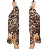 Leopard Print Casual Slim Fit Cardigan Single Breasted Shirt