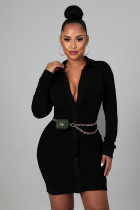 Sexy Fashion Solid Color Shirt Dress