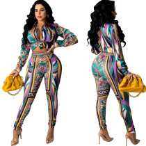 Casual Fashion Digital Printing Two-piece Set