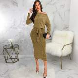 Sexy Fashion Wipe Shoulder Solid Color Dress