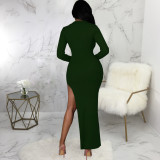 Sexy Fashion V-Neck Solid Color Dress