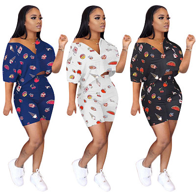 Printed Cartoon Casual Home Sports Suit