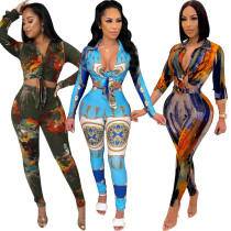 Sexy Fashion Digital Printing Two Piece Set