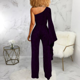 Sexy Fashion Sloping Shoulder Jumpsuit