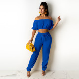 Casual Off-the-shoulder Sleeveless Tube Top Casual Suit