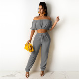 Casual Off-the-shoulder Sleeveless Tube Top Casual Suit