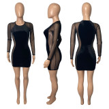 Silk Fleece Net Yarn Sexy Perspective Dress