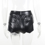Sexy Leather Temperament Showing Hip Street Casual Super Shorts