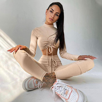 Solid Color Long Sleeve Tethered Tracksuit