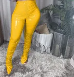 Fashion Casual PU Casual Pants With Slits