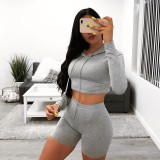 Hooded Shorts Fashion Sports Fitness Two-Piece Set