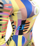 Fashion Digital Painted Print Crew Neck Dress