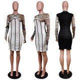 Sleek Panelled Leopard Print Slim Dress