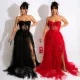 Sheer Mesh Yarn Lace Wrap Dress