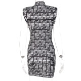 Alphabet-print Turtleneck Slim-fit Dress