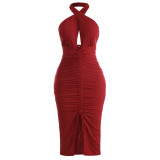 Backless Wrap Chest Tight Dress