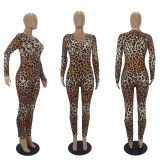 Casual Leopard Print Home Jumpsuit