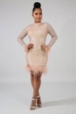 Nightclub Party Sexy Sequin Feather Dress
