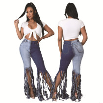 Stylish Paneled Fringe Stretch Slim Fit Flared Pants