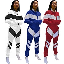 Zip Colorblock Casual Sports Two-piece Set