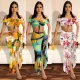 Floral Tube Top One Shoulder One Ear Sexy Two-piece Set