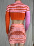 Casual Sexy Striped Waist Tight Two-piece Suit