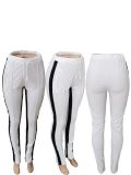 Zip Pocket Casual Sports Striped Pants