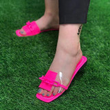 Fashion Candy Color One Word Drag New Chain Flat Bottom Beach Slippers