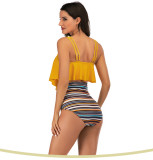 Sexy Swimsuit Sling Print Split High Waist Bikini