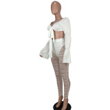 Sexy Flared Sleeve Mesh Yarn Pleated Suit