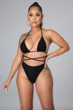 Personality Fungus Edge Lace Swimsuit Three-piece Set